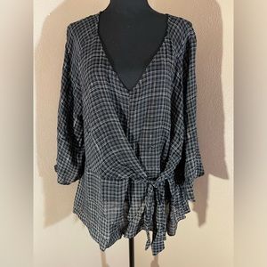 Jennifer Lopez Black Plaid Tie Front
Blouse